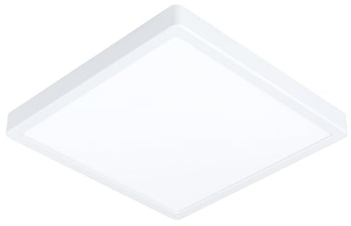 EGLO LED Deckenleuchte Fueva 5, L x B 28,5 cm, 1 flammige Aufbauleuchte aus Stahl und einer Kunststoff Leuchtfläche, Deckenlampe in Weiß, LED Aufbaulampe warmweiß