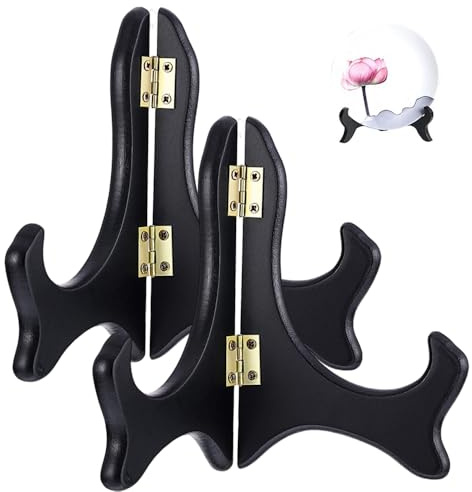 Chenshuo Espositore in legno, cavalletto in legno nero, supporto per piatti orientali, decorazione per la casa, matrimoni, compleanni, tavoli da mostrare, 20 cm, 2 confezioni.