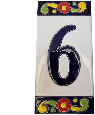 Hausnummern, spanische Keramik, 15 x 7,5 cm, Pfeffer-Design, 6 Stück