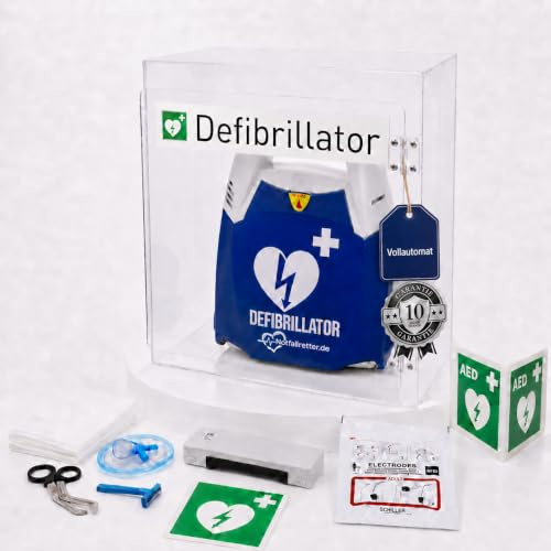 Defibrillator AED, 10 Jahre Garantie, Design-Acrylglaswandkasten, MDR