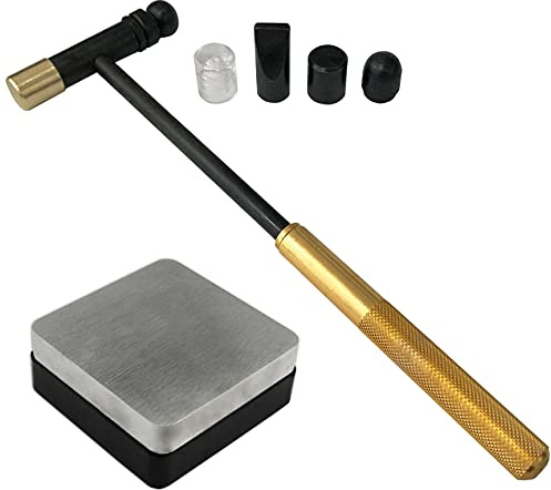 Jewellers Tools Lot de 6 marteaux de précision interchangeables avec bloc en acier/caoutchouc 6,3 cm
