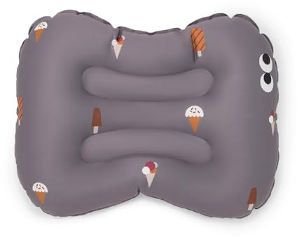 Noui Noui Aufblasbares Sitzkissen Kinder ab 2 Jahren Ice Cream Anthrazit | Tragbare Sitzerhöhung Stuhl Kind mit Rutschfester Unterseite & Gurt | Ideal für Reisen, Restaurant & Zuhause | Inkl. Tasche