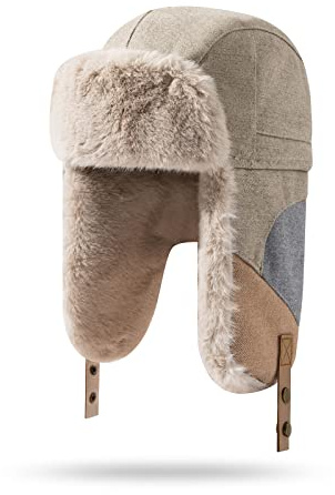 CLAPE Winter Warme Fliegermütze Winddicht Trappermütze mit Kunstpelz Ohrenklappen Outdoor Trapper Hat Unisex Bomber Hut Uschanka Mütze