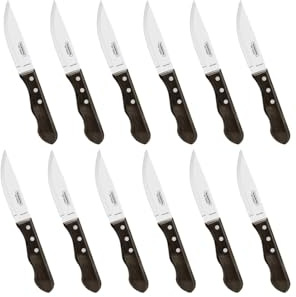 Tramontina - Couteau à steak marron Jumbo 25cm. Inox et technobois. X 12
