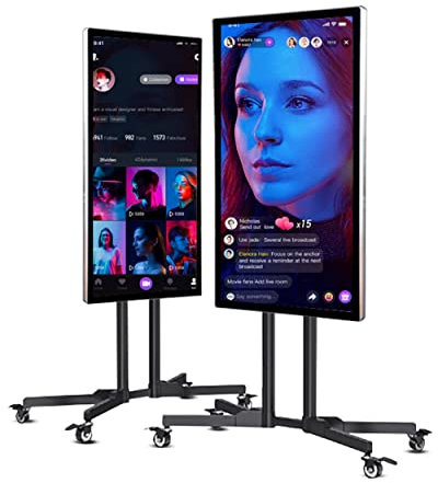 CANIAN Écran de Diffusion numérique en Direct de 32 Pouces, Cabine Photo, équipement de Tableau Blanc Intelligent à écran Tactile HD avec Support réglable, pour Tiktok Youtube Live Show