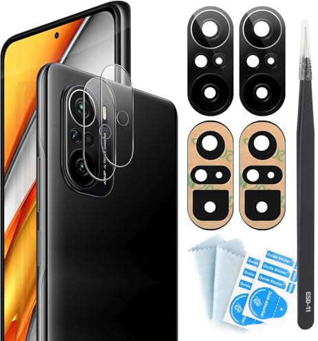 YHX-OU 2 piezas de lente de cámara de repuesto para Xiaomi Poco F3 M2012K11AG lente de cámara trasera + 2 piezas para Xiaomi Poco F3 cámara protector de pantalla lente protector de cámara + pinzas