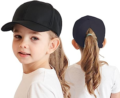 Cysocool Casquette de Baseball Fille 3-8 Ans Été Chapeau de Soleil Enfant Réglable Chapeau de Baseball en Queue de Cheval Visière de Golf Tennis Visière Junior Chapeau de Plage Cyclisme Pêche Course