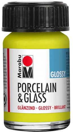 Marabu Porzellan-Keramik- & Glasglanzfarbe Reseda 15ml zum Malen und Stempeln, auf Wasserbasis, abwaschbar, spülmaschinengeeignet