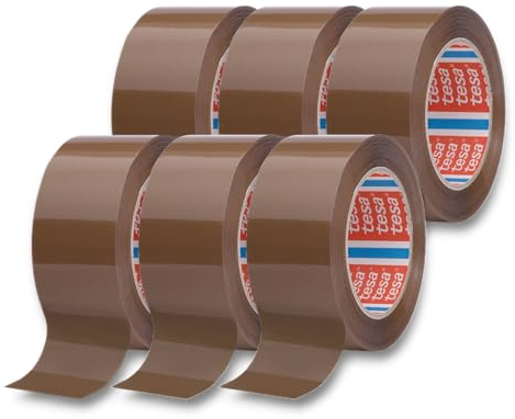Tesa 4280 Packaging Tape – 6 Rollen Klebeband für Verpackungen, Kartons, Umzug, Lager, Arbeit, Versiegelung garantiert – 48 mm x 50 m, Braun/Havanna (6 Rollen)