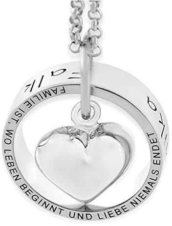 Namenskette Ring mit Gravur Silberkette Mutter Kette zur Geburt Silberschmuck Halskette Herz Mama Schmuck