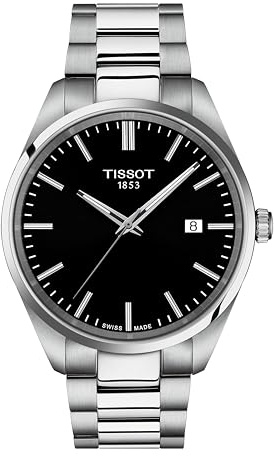 Tissot PR 100 40mm, Swiss Quartz Watch for Men, Stainless Steal Case, Black Dial, T1504101108100