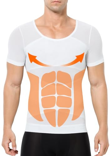 Casey Kevin Débardeur de Compression Homme sans Manche Gainant Minceur sous-vêtements Musculation Sport Top Body Shaper Maillot de Corps Ventre Plat Homme, Noir/Blanc(S-XXL)