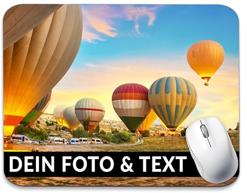 Personalisiertes Mousepad mit Foto & Text selbst gestalten (24 x 20 cm) Individuelles Mauspad bedrucken für Homeoffice, Büro & Gaming nach Wunsch mit eigenem Bild, Motiv & Logo bedruckt Namen Geschenk