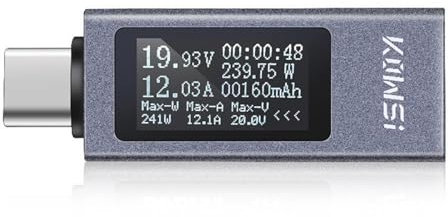 Probador 6 en 1 tipo C DC OLED voltímetro Digital amperímetro capacidad Detector de electricidad indicador de cargador tipo batería externa con sincronización