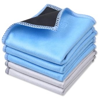 Eco-Fused Paños de Limpieza de Microfibra de Doble Cara - Paquete de 5-6.6 x 6.2 Pulgadas - Paño de Microfibra y Gamuza para Teléfonos Inteligentes, TV LCD, Tabletas, Pantallas de Computadora
