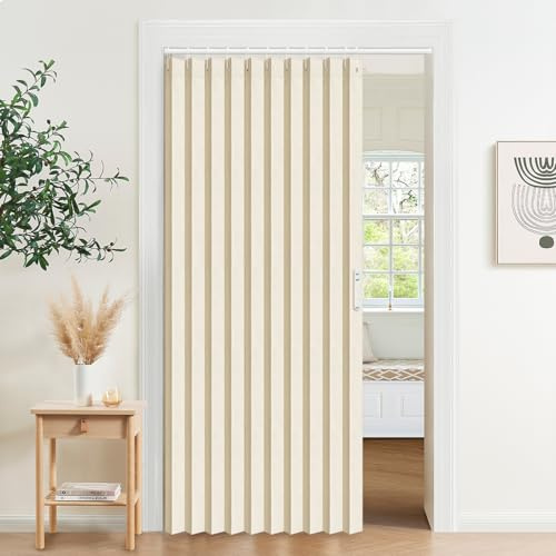 Vatge Rideau de Placard pour Chambre à Coucher, Porte de Placard, Porte coulissante pour intimité, 1 Rideau avec Embrasse, 132,1 cm de Large x 198,8 cm de Long, Couleur crème