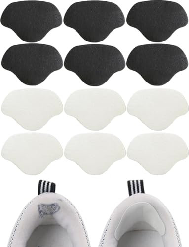 CENSIVI 6 Paires Réparation de Talon de Chaussure Patch - Patch de Prévention Trous de Chaussures, Autocollants à Talons Patchs Talon Auto-Adhésif, Coussinets Réparation Talon, Noir+Blanc