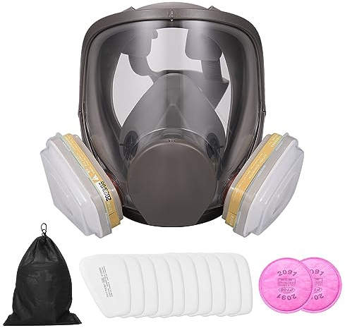 Mulcort 18 in 1 Gas mask Reusable Full face mask Respirator Full face mask Respirator Wide Field of View Suitable for Paint Sprayer polishing Welding and Other Work Protection