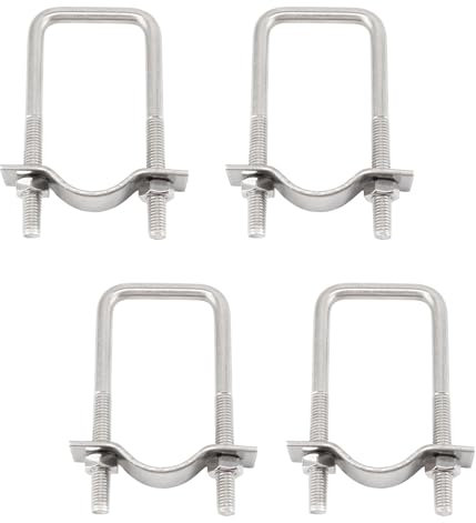 Lot de 4 colliers de serrage carrés en U en acier inoxydable 304 avec plaques et écrous 8 x 40 x 100 mm