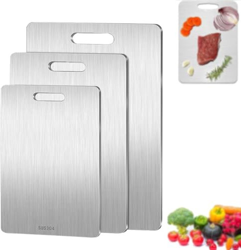 Pure Cut Titan-Schneidebrett, 100 % reines Titan, Schneidebretter für Küche, Schneidebrett, Edelstahl-Schneidebretter für die Küche, leicht zu reinigen, Silber (Silber, XXL)