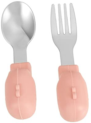 ERINGOGO Edelstahlgabel und Babylöffel zum Selbstfüttern Ergonomisches Design für Einfache Handhabung Glatte Oberfläche und Abgerundete Kanten für Schonendes Füttern