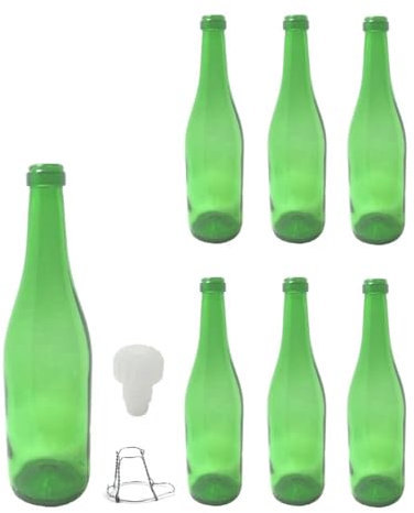 Buyglass Bottiglie di Vetro Verde, Set di 20 Pezzi, 75 cl, con Tappo e Gabbietta, per Vino e Bevande