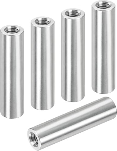 Jeboler M5×30mm Runde Gewindemuffen, 5 Stück 304 Edelstahl V2A Rundmuffen | Rund Verbindungsmuttern Langmutter Innengewinde für Kupplungsmutter Sechskantschraube Länge Muttern Unterlegscheibe