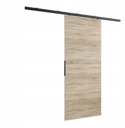 Kier Furniture - Schiebetüren Innen Malibu - Wandschiebetür - Schiebetür Links, Rechts - 16 mm laminierte Platte, Muster auf einer Seite der Tür - Eiche Sonoma - 96cm