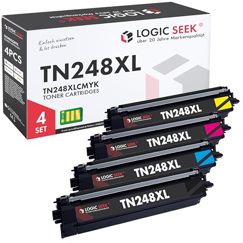 Logic-Seek Toner-Set kompatibel mit Brother TN248 / TN248XL,für MFC-L3740CDW MFC-L3740CDWE TN-248 DCP-L3560CDW TN 248 248XL TN-248CMYK TN-248VAL MFC-L8390CDW HL-L3240CDW (TN248XL, Set)