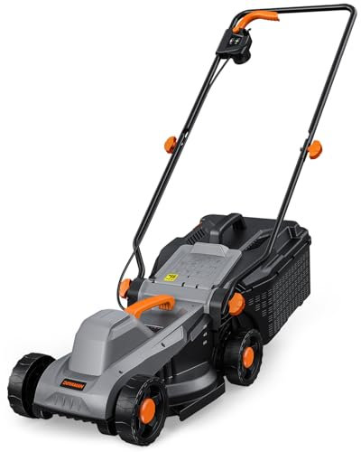 DOVAMAN LA33A 1300W Tagliaerba Elettrico, 33 cm di Taglio, Raccolta Fino al 95 %, Altezza Regolabile 3 Livelli, Cesto con Indicatore, Design Leggero e Pieghevole, Ideale per Giardini