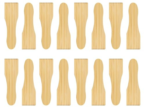 Kosmosta Lot de 16 Spatules Raclette en Bambou, mini grattoirs lisses en bois naturel, anti-rayures pour poêles à fromage, sûres pour poêles antiadhésives, grills raclette,fondue et petits ustensiles