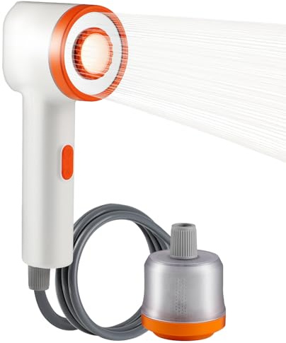 Clirass Portable Camping Shower, 2500mAh Rechargeable Camping Shower Built-in Light,2 Spray Modes, IPX6 Waterproof Outdoor Camp Pump with Filter for RV, Boat, Beach, Hiking