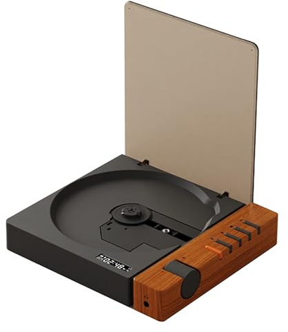 KACBFEE Lettore CD Portatile, Lettore CD con Bluetooth, Lettore CD retrò, Piccolo Lettore CD Personale Ricaricabile, per casa, Viaggio e Auto Black