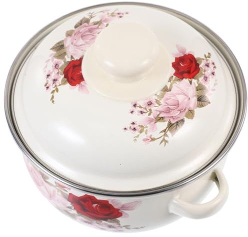 LOORGVEL Practical Pot Kitchen Supplies Cooking Utensils Enamel Stockpot Thickened Flat Bottom Soup Stew Pot for Home Cooking