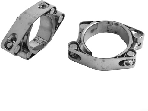 Stainless Steel T-Bolt Hose Clamp for High Pressure Applications, 30-60mm Adjustable Sizes, for Durable Double-Headed Exhaust Pipe Repair Tool Compatible with Turbo(50-60mm)