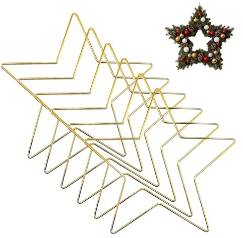 Metallring Zum Basteln, 6 Stück Drahtringe Zum Basteln Mit 30cm Durchmesser Metallring Stern Sternförmige Drahtring Dekoration Drahtsterne Für Weihnachtskranz Lichterketten