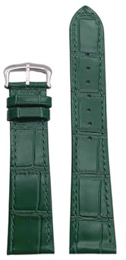 Mjukt och andningsbart läderrem som är lämpligt for Cartier/tank/solo/Santos klocktillbehör(Green-silver,17mm)