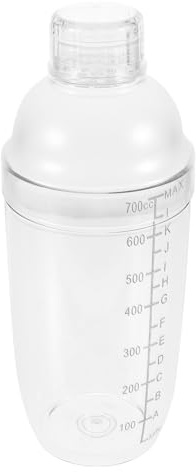 NUSITOU Shaker per Cocktail Trasparente 700 Ml, Mixer per Bevande in Plastica Scala Graduata, Sigillato e Portatile per Bar e Uso Domestico