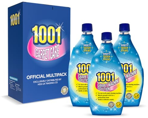 1001 Carpet Cleaner Solution for Carpet Cleaner Machines – Deep Cleaning Carpet & Upholstery Cleaner Shampoo – Removes Dirt, Stains & Odours – Carpet Cleaning Liquid – Pack of 3