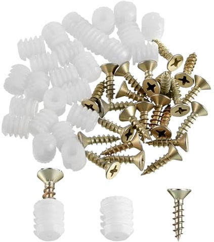 25 PCS Plastic Hinge Dowel Inserts with Screws Hinge Expansion Dowels for Cabinet Cupboard Desk Chair