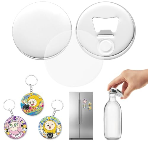 VEVOR 50 Chapas para Hacer 58 mm Imanes para Nevera Abrebotellas Llaveros | Chapas Personalizadas con Cubierta de Metal, Papeles en Blanco, Compatible con Máquina de Hacer Pines, para Bricolaje Evento