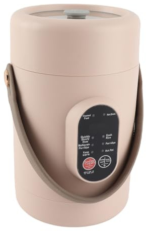 TYTOGE Mini Elspis med Visuellt Lock, Bärbar Gryta för Risnudlar Grötsoppa, 12-timmarsbokning, 9-timmars Varmhållning (220V)