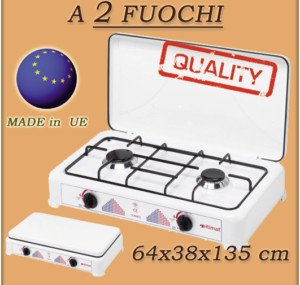 FORNELLO A GAS A 2 FUOCHI GPL O METANO MARCA BEPER CON COPERCHIO OTTIMO PER CUCINARE ALL APERTO SENZA FUMO IN CASA
