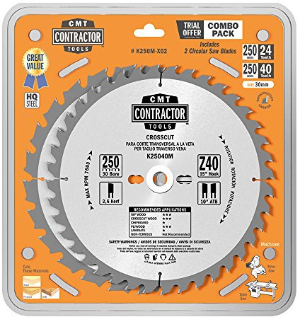 CMT ORANGE TOOLS K250M-X02-2-ER PACK KREISSÄGEBLÄTT 250X2.6/1.8X30 Z24+40 ATB