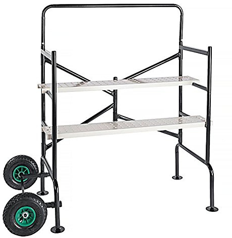 BRAST Echafaudage Echafaudage roulant 140 x 78,5 x 135cm, 2 plates-formes, charge 150kg très stable et sécure : Catégorie A, poids 21 kg, 2 roues d’air, en acier - pour l´interieur et l´exterieur