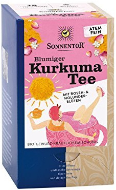 Kurkuma Tee Bio Gewürz-Kräuterteemischung SONNENTOR (2 x 18x2g) Rosen - Holunder