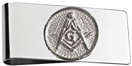 Freimaurer G FT11 2,1 cm x 2,1 cm aus englischem Zinn auf einer atemberaubenden Geldklammer aus Chrom