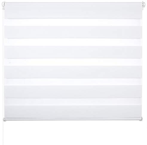 Laneetal Doppelrollo ohne Bohren Klemmfix, Duo Rollo Seitenzugrollo mit Klämmträgern, Sicht und Sonnenschutz für Fenster Tür Wand, lichtdurchlässig u. Verdunkelnd (Weiß, 70 x 150 cm)