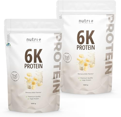 Nutri + Proteinpulver 2 kg Banana Milk - 78% Eiweiß ohne Laktose - pflanzliches Protein 2000 g ohne Aspartam - 6-Komponenten Eiweißpulver Bananenmilch Flavour