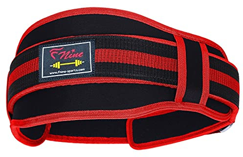 FNine Sports Gewichthebergürtel für Gym Training, Fitness, Bodybuilding, Rückenunterstützung Workout (rot, L)